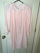 MISS ELAINE Vintage Granny Night Gown Pink Soft Light Weight Flannel M tb11j3