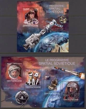 STA051 Central African Rep 2014 MNH 2 Sheets High CV Space Spacecraft Dogs