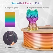 Silk Rainbow PLA Filament 1.75mm Silk PLA 3D Printer Filament Shiny Fast Color C