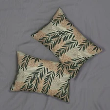 Botanical Vintage Print - Lumbar Pillow - Boho Home Décor - Couch Cushion 