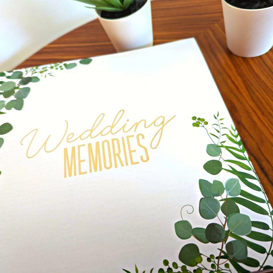 Wedding Photo Album Eucalyptus Gold And Green Design Elegant 200 Photos 6"x4" - Image 3 of 4