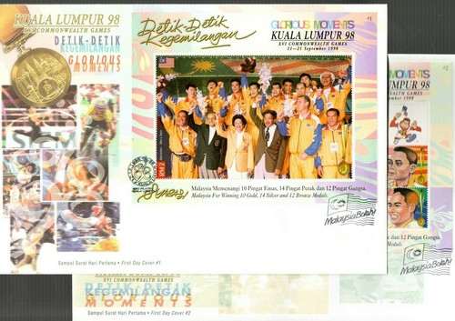 Malaysia 1998 sheets commonwealth games (Michel Block 22/23) on FDC