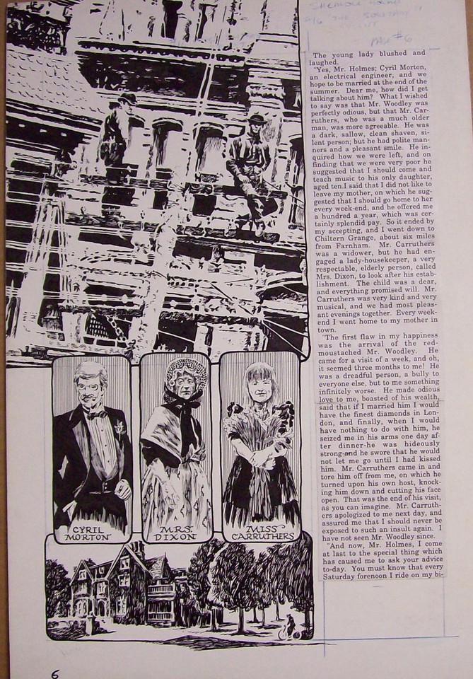CASES OF SHERLOCK HOLMES #16 pg 6 DAN DAY Impressionist  Solitary Cyclist  Doyle Comic Art