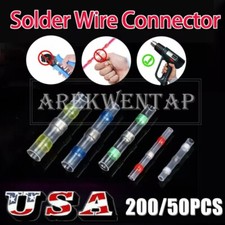 200/50x Solder Seal Sleeve Heat Shrink Butt Wire Connectors Terminals Waterproof