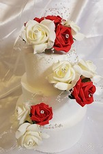 Wedding Anniversary Birthday Cake Topper / Set Rose Decoration Pearl / Sparkle