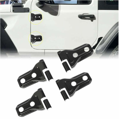 Exterior Door Hinge Protector Trim Cover For Jeep Wrangler JL 2018+ Carbon fiber