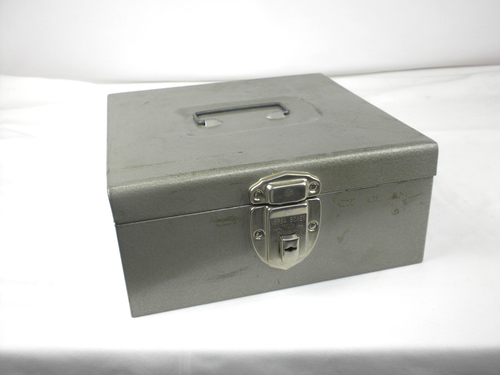 Vintage 1970er Versa Stahl Metall Quadrat Aufbewahrungsbox 9" x9" x4" Entsperrt Ohne Schlüssel