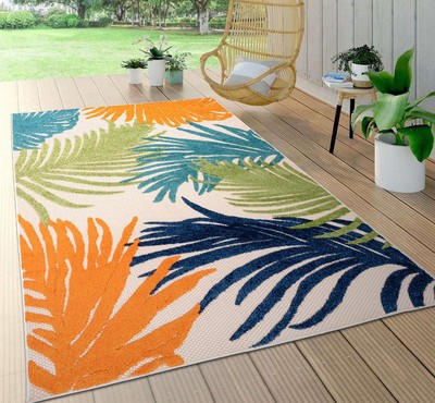 Rugshop Out Door Rugs Tropical Floral Indoor Outdoor Area Rugs Patio Carpet 9x12