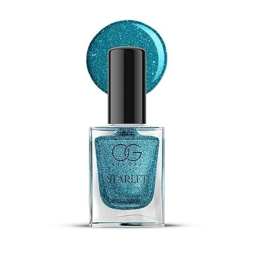 OG BEAUTY Starlet Nail Paint - Aqua Bluebell (10 ml) | Stunning Glitter Finish,