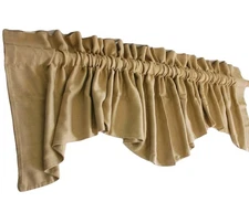 Tan Scalloped Valance 85"W Double-Sided, Rayon,  JCP Home Collection 