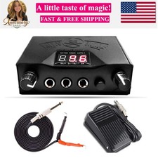 Dual Digital Tattoo Machine Power Supply Kit with Foot Pedal and Clip Cord