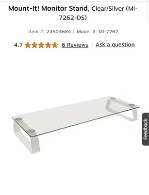Mount-It! Computer Monitor Riser and Laptop Glass Stand | 22 Inches Wide