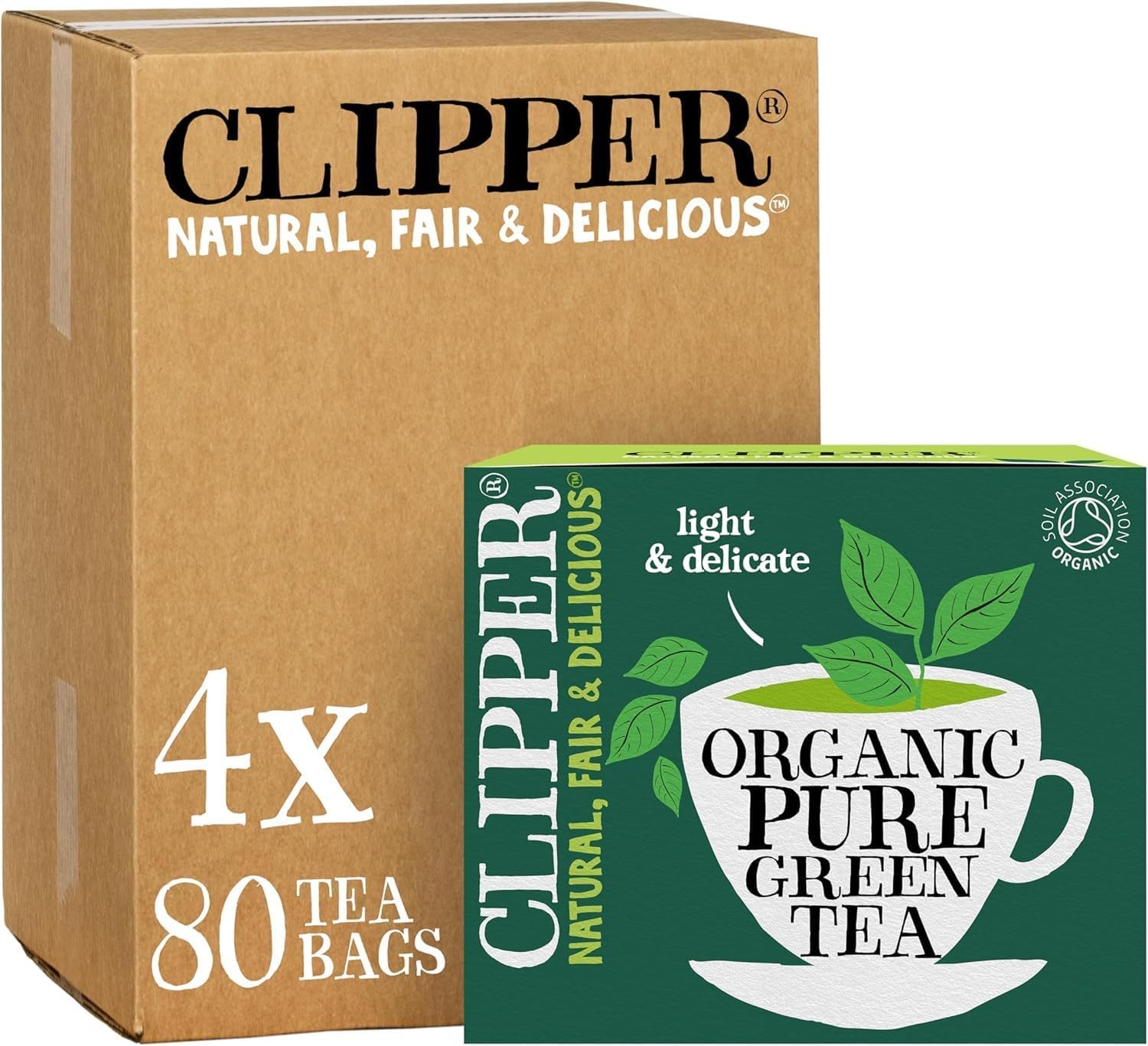 Clipper Organic Pure Green Tea Bags | 320 Teabags (4 x Boxes of 80) | Bulk Buy