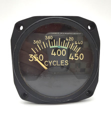 Vintage Aircraft Frequency Cycle Indicator Measuring 360-450 Cycles 120V M847