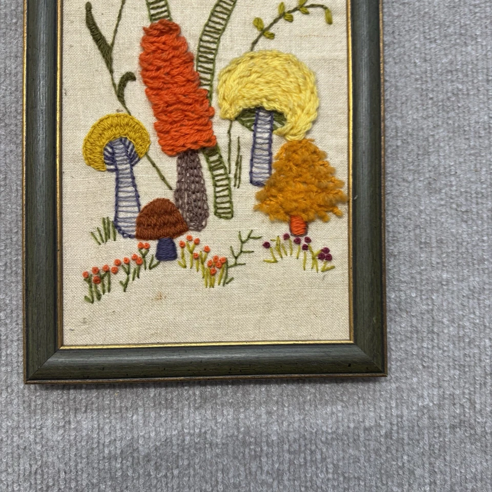 Arte de pared hippie boho vintage de hilo crewel de setas bordado años 70 hecho a mano Foto 4 de 4