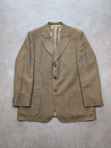 Marks & Spencer, Vintage 1990s St Michael Wool Linen Blazer Men’s 44 Long Brown Tailored Jacket