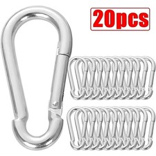 20x Silver Carabiners Push Spring Snap Clip Small Hook Keychain Key Hiking 1"-2"