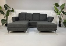 Brühl Fourtwo Designer Sofa Stoff Couch Schlafsofa Four Two Grau Daybed + Hocker