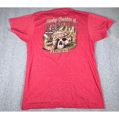 Harley Davidson HD Shirt Mens XL Red Wesley Chapel Florida SKull Graphic Snake