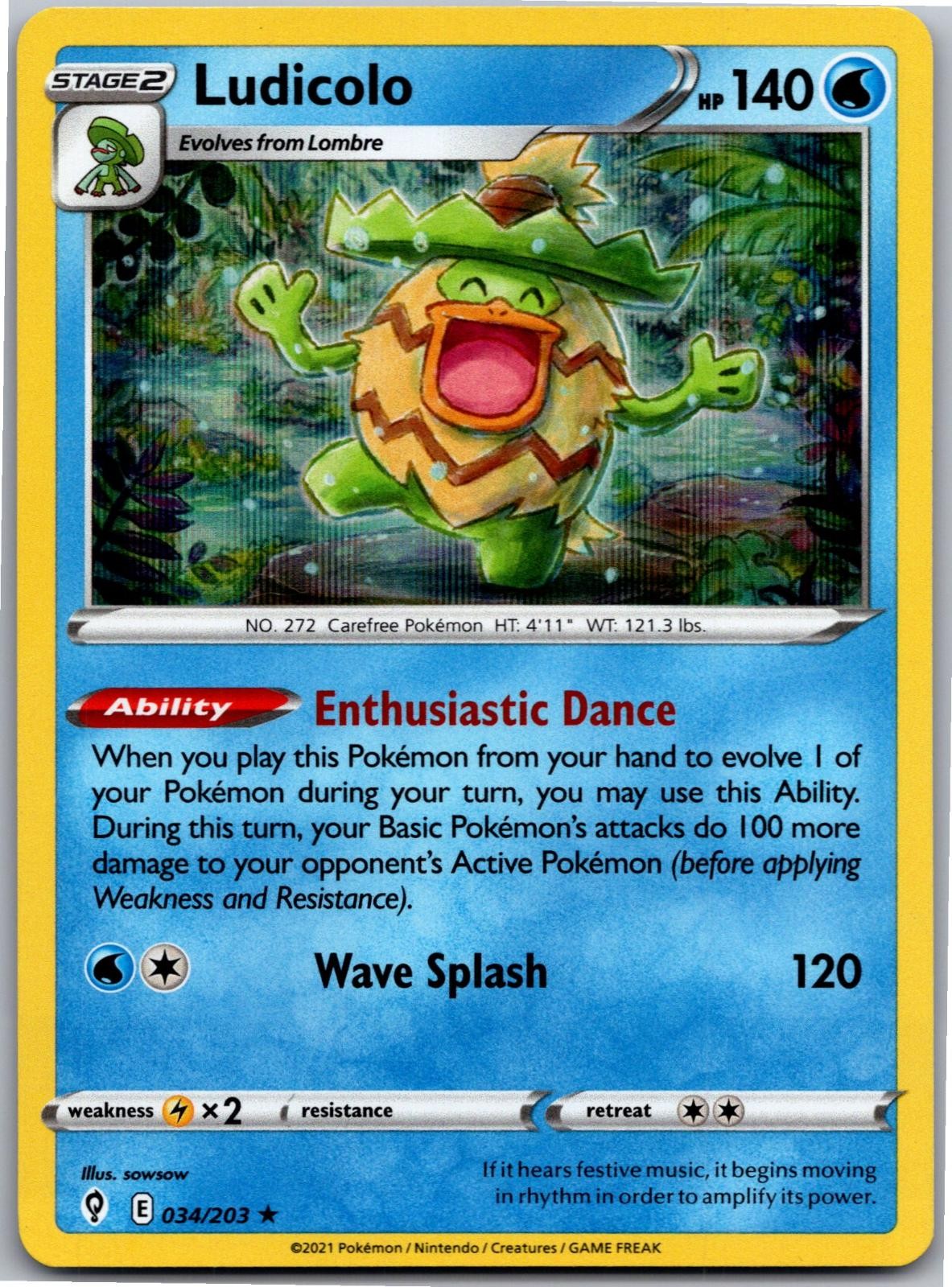 Ludicolo 034/203 Holo Rare Evolving Skies Pokemon Holo Near Mint