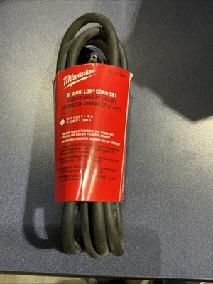 Milwaukee 48-76-4008 Quik Lok Grounded Cord - Black