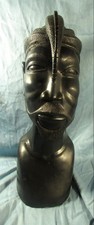 Buste d'homme africain en ébène, hauteur  39 cm