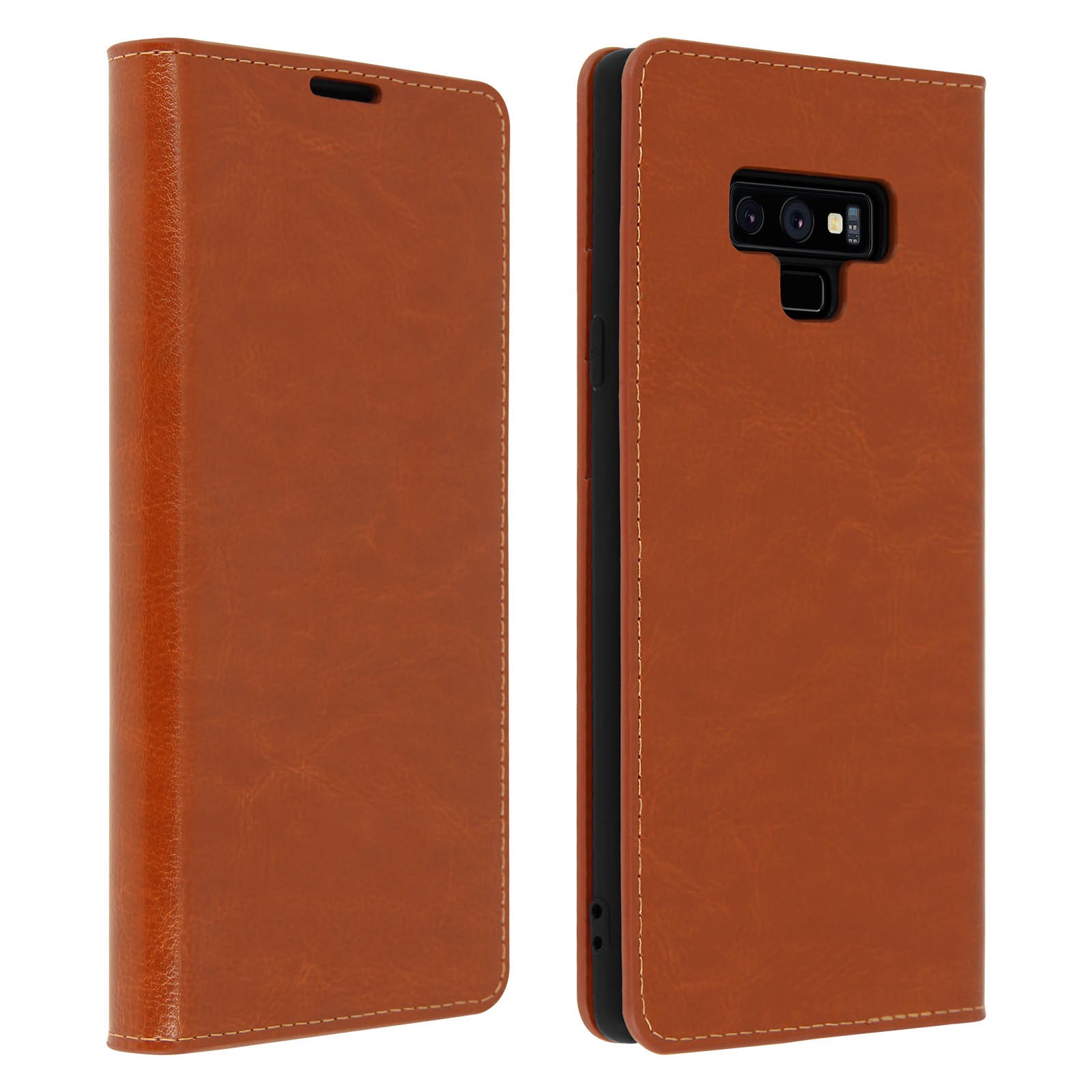 Housse Samsung Galaxy Note 9 en cuir véritable texturé couleur camel chic
