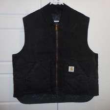 Carhartt VQ185 Black Duck Canvas Quilted Lined Vest Mens XXL Made USA Union Made