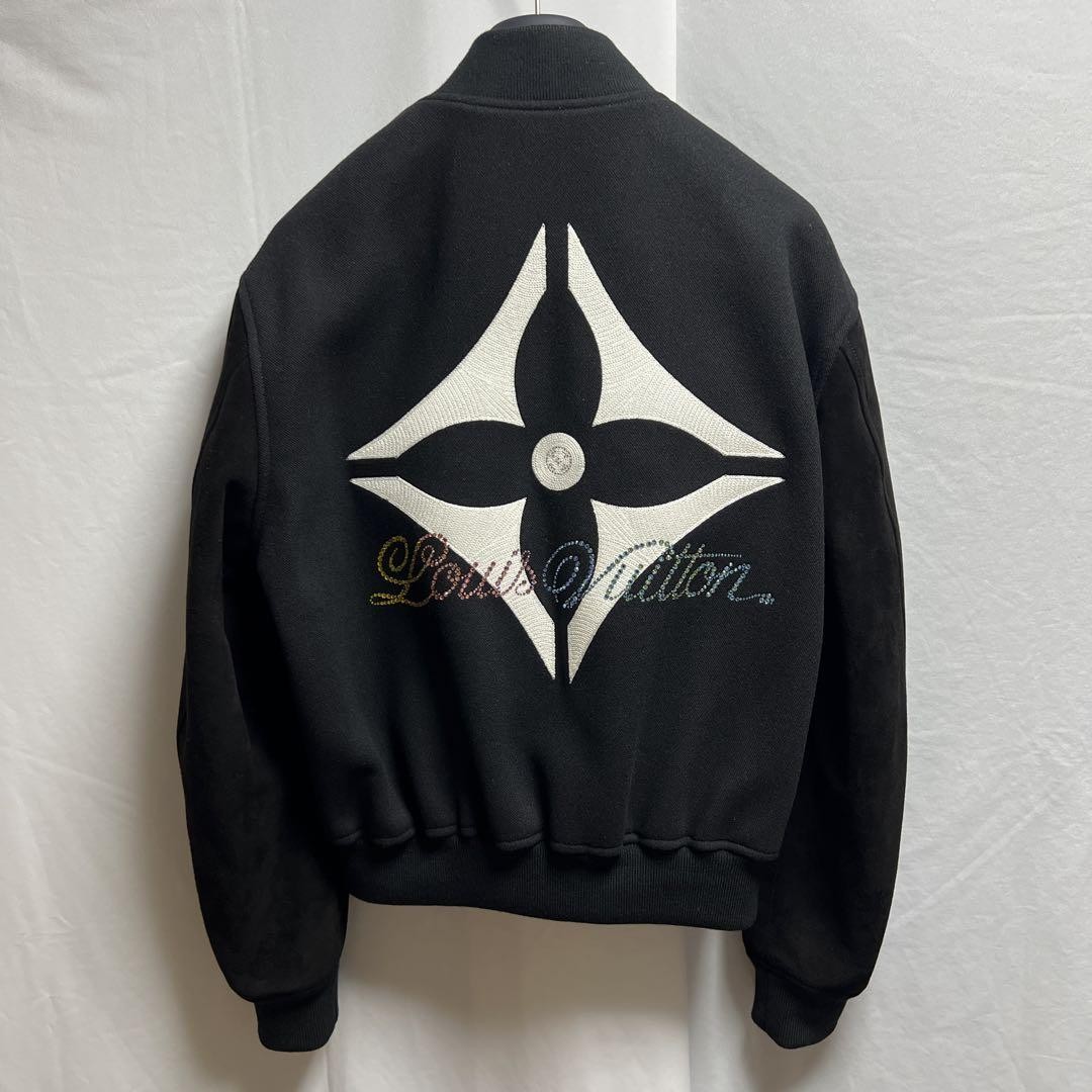 Louis Vuitton Leather Mix Varsity Jacket Flower Stone
