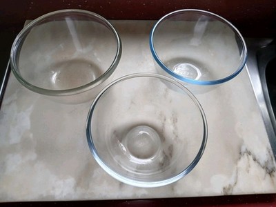 3 x (JAJ, CORNING, PYREX) Vintage 50er, 60er, 70er Jahre, Glas Puddingbecken, guter Zustand