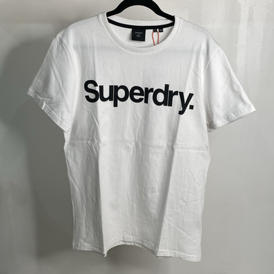 SUPERDRY Mens Core Logo T-Shirt White Size 2XL Cotton NWT