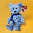VTG Ty Beanie Baby Winter 1999 "Holiday Teddy" Blue With White Snowflakes Gift