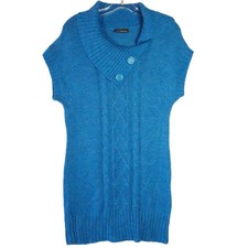 It’s Our Time Women's Size LBlue Sweater Dress Knit Short Sleeve Pullover Y2K