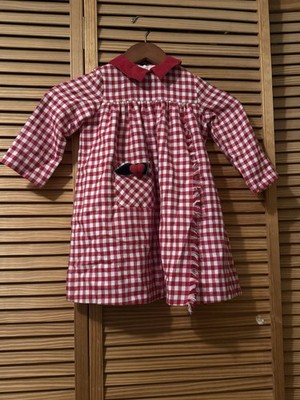 Florence Eisman Girls Red & White Checker Peter Pan-Collar Holly Zip Dress; 3T
