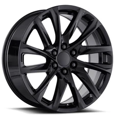 22x9" Escalade 12 Spoke Wheels FR 98 Gloss Black OEM Replica Rims (S03)