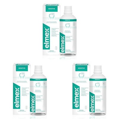 elmex Mundspülung Sensitive 400ml   für Extraschutz vor Pack of 3 