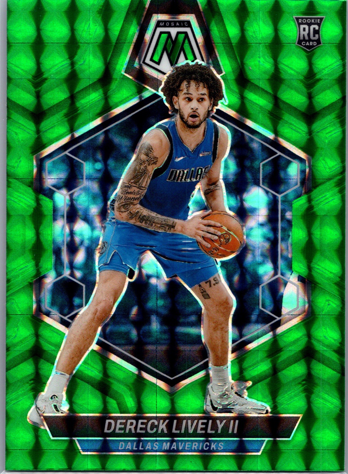 2023-24 Panini Mosaic - Rookies Dereck Lively #248 Green Mosaic Prizm (RC)