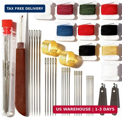 RZHHTTQ 41PCS Big Eye Steel Sewing Needles Kit - Stainless Steel Needles for Han