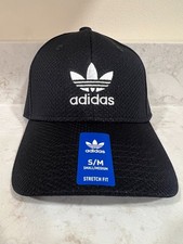 ADIDAS Hat Men's Trefoil Logo Stretch Fit Baseball Golf Cap S/M Black