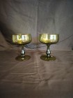 Vintage Green Glass Champagne Glass. Olive Green Made In Italy Set of 2 MCM — photo 1