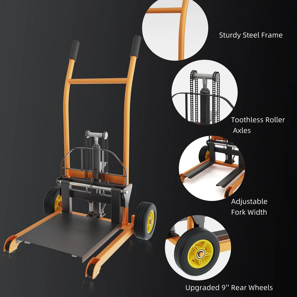 Hydraulic Material Lift Pallet Truck 441 lbs Manual Winch Stacker 36" Max Lif... - Image 4 of 4