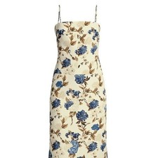 $598 NWT TORY BURCH STRAPPY BACK SILKY TWILL MIDI DRESS CARAMEL MIXED FLORAL