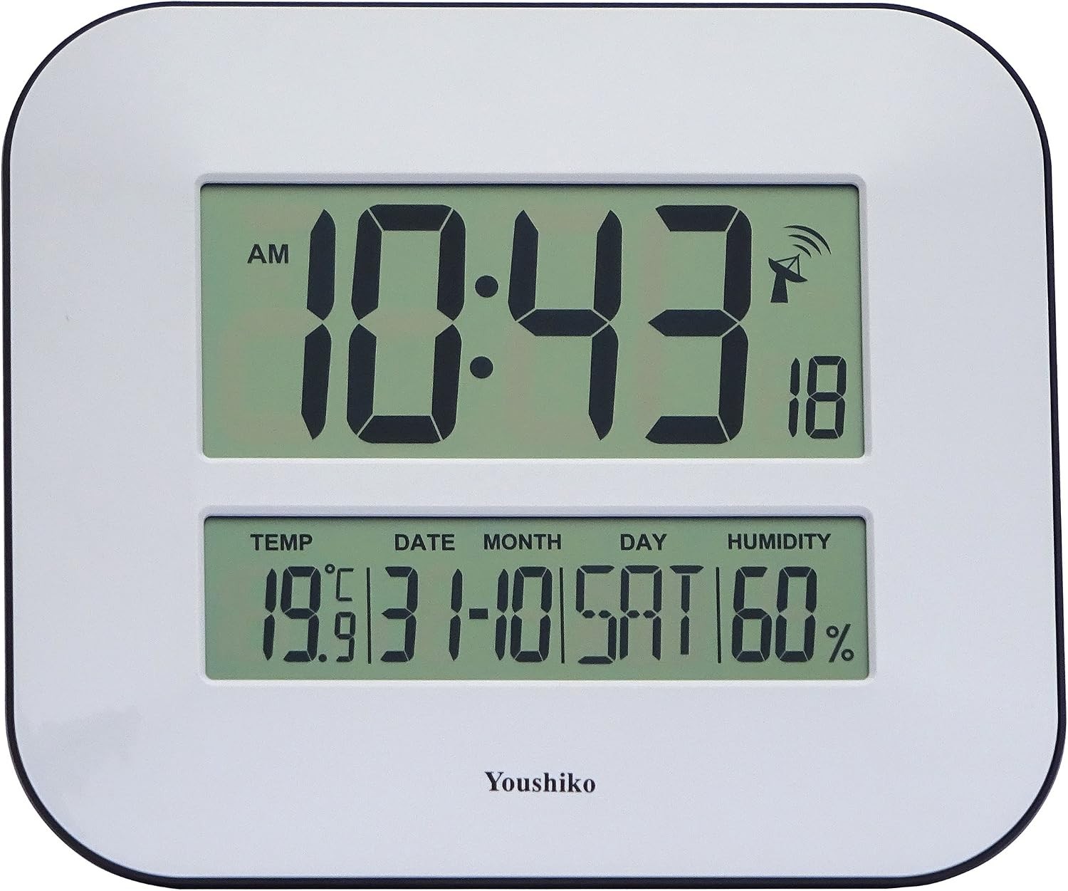 Youshiko Jumbo LCD Radio Controlled Wall & Desk Clock UK Version Temperature - Image 2