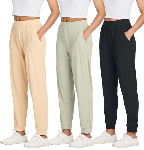 (Pack of 3 Women's Athletic Sweatpants Joggers Yoga Hiking Golf Gym Lounge Ca...