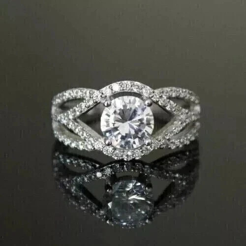 2Ct Round Cut Lab Created Diamond Engagement Wedding Ring 14K White ...