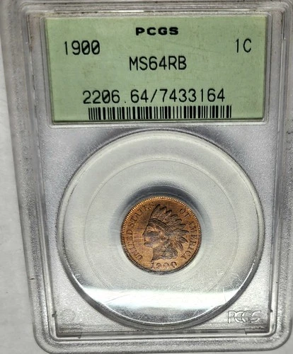 Choice 1900 Indian Head Cent 1c PCGS MS64 RB OGH Red Brown High Grade Beauty !!!