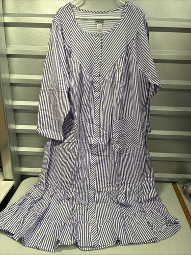 Anthony Richards Striped Flannel Lilac House Dress Lounger MuuMuu 2XL