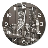Glasuhr Glas-Wanduhr Aus GehäRtetem Glas Manhattan New York WeißE Zeiger Fi30 Cm