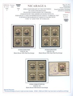 NICARAGUA BYERLEY Specialized Album Page Lot #85 1931 LEON GRANADA VARIETIES