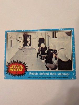 1977 Topps Star Wars Blue Series 1 Card #9 Rebels defend their starship